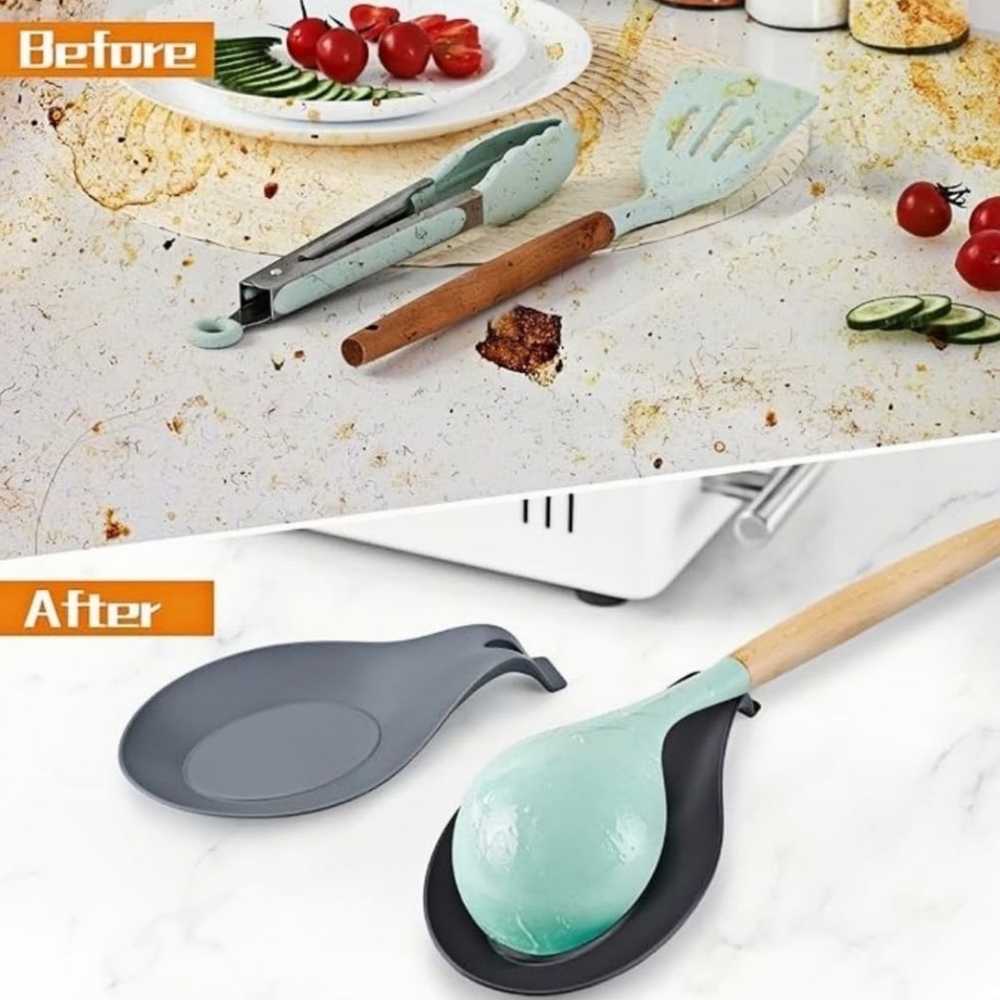 👣4/$20. Heat-Resistant Silicone Spoon Shaped Pads and/or Fruit Plates. 5 Pcs. - Picture 6 of 10